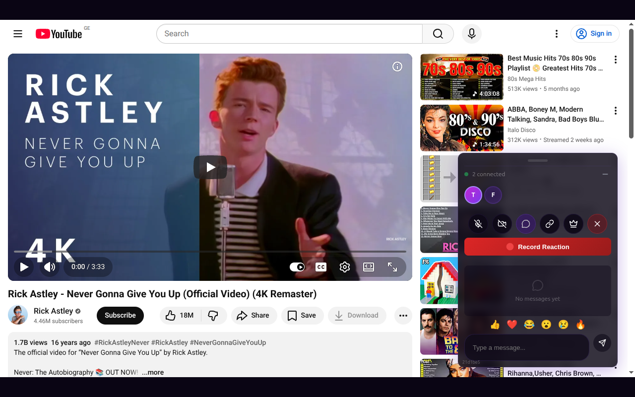 PlayerConnect overlay on YouTube